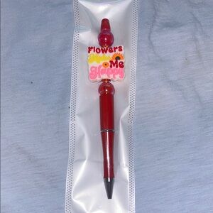 Flowers Make Me Happy Red Decorative Pen
